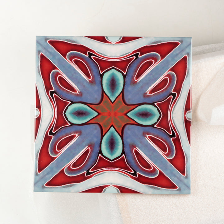 SALE SET OF 4x 20cm tiles - Victorian Red Twining - Perfect (several sets available!)