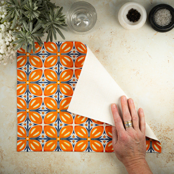 Orange Flower Power Canvas Tablemat