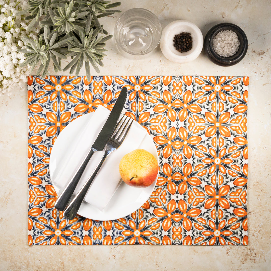Orange Fox Flower Canvas Tablemat