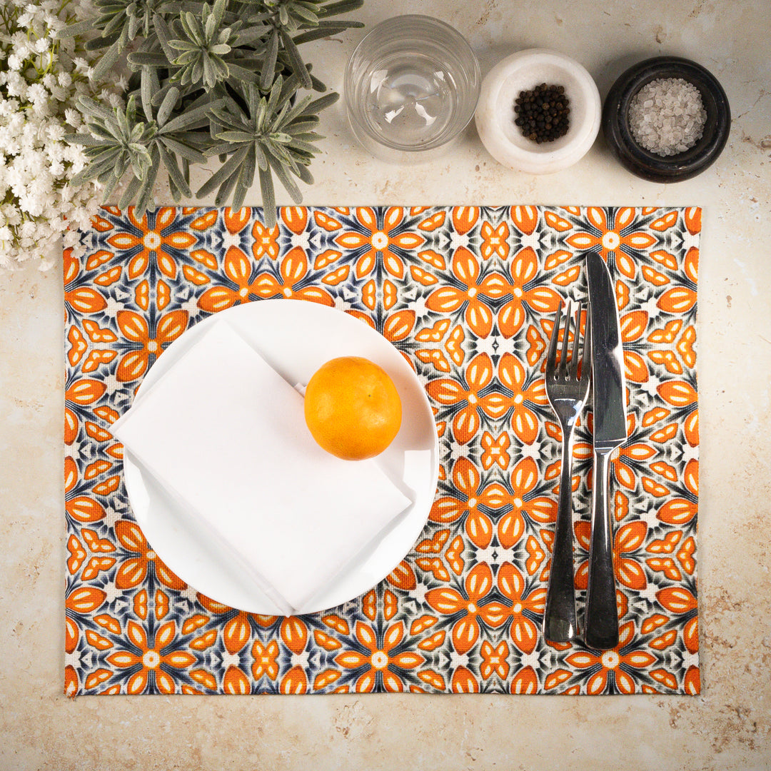 Orange Fox Flower Canvas Tablemat