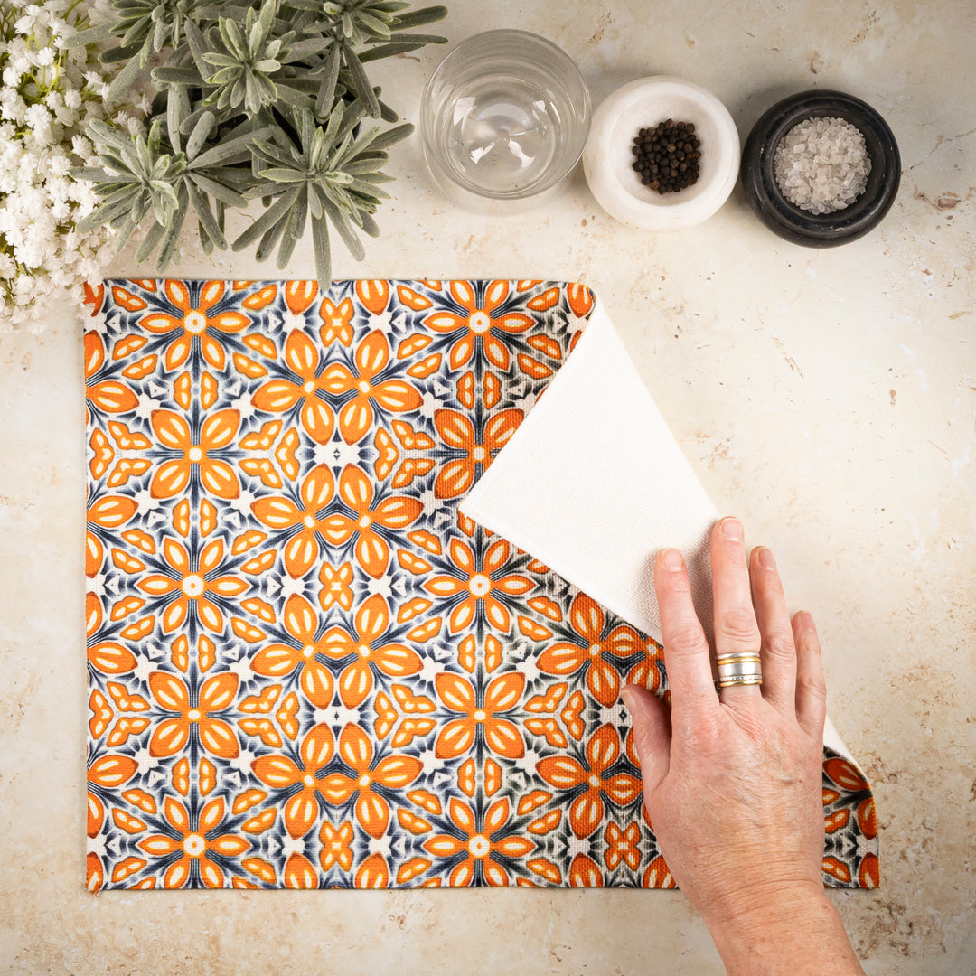 Orange Fox Flower Canvas Tablemat