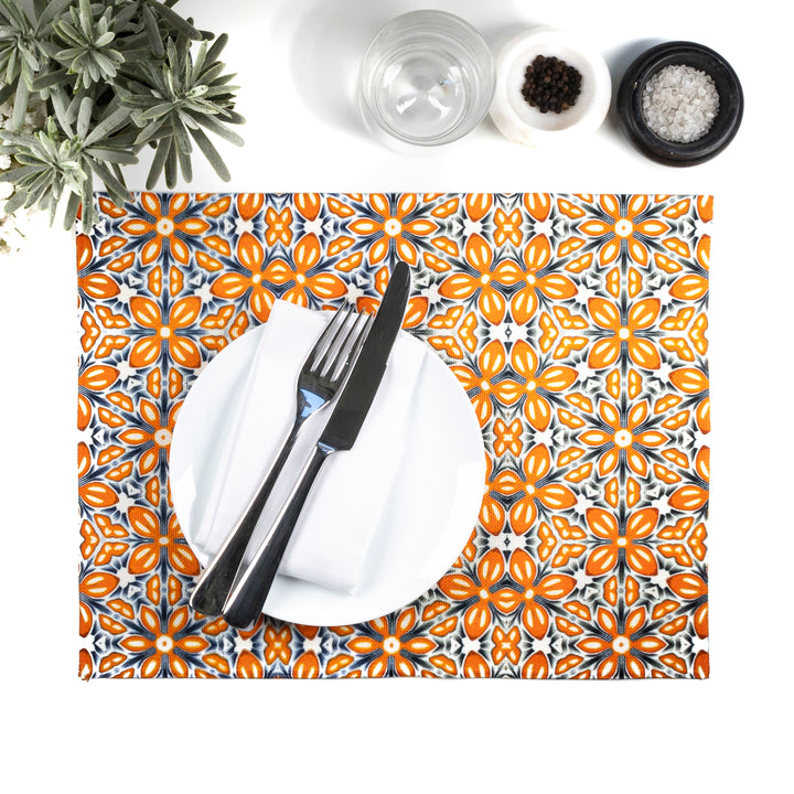 Orange Fox Flower Canvas Tablemat