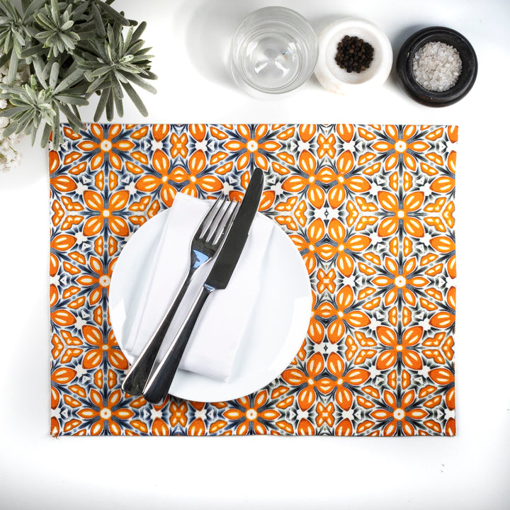 Orange Fox Flower Canvas Tablemat