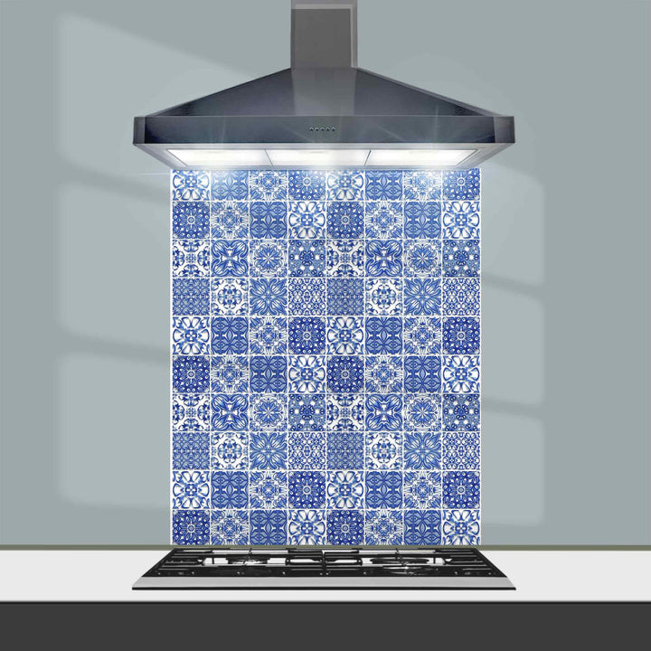 Mixed Delft Tiles Kitchen Splashback - Blue &amp; White