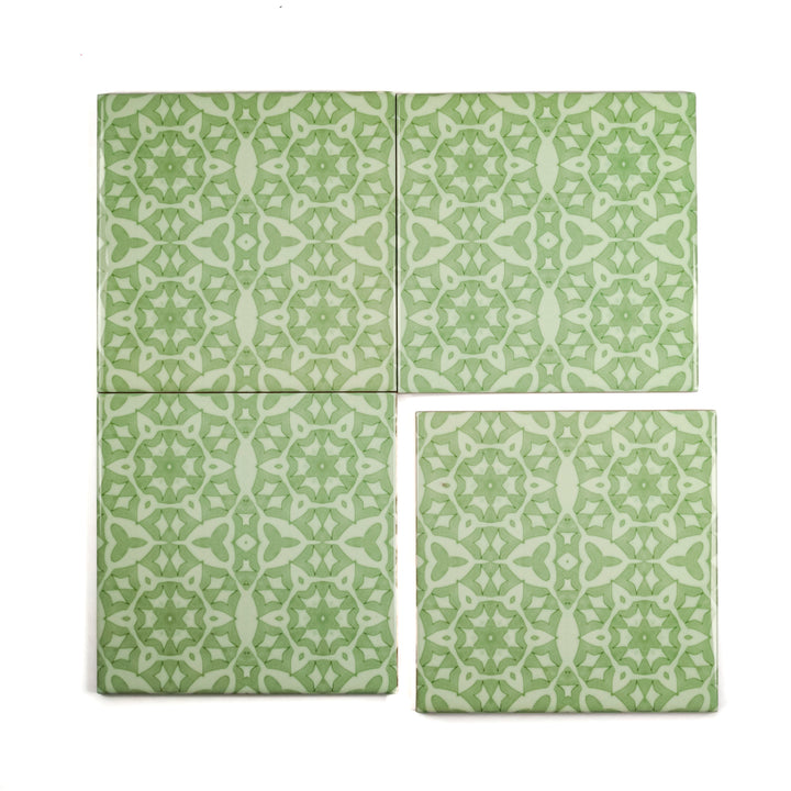 SALE: Set of 4x 15cm Green Stonework Tiles