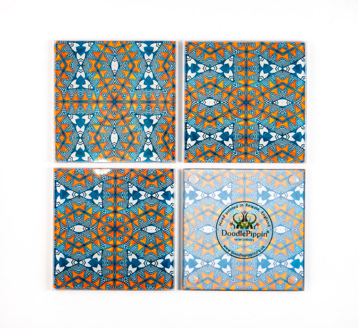 Acoma - Patterned Glass Coaster Set