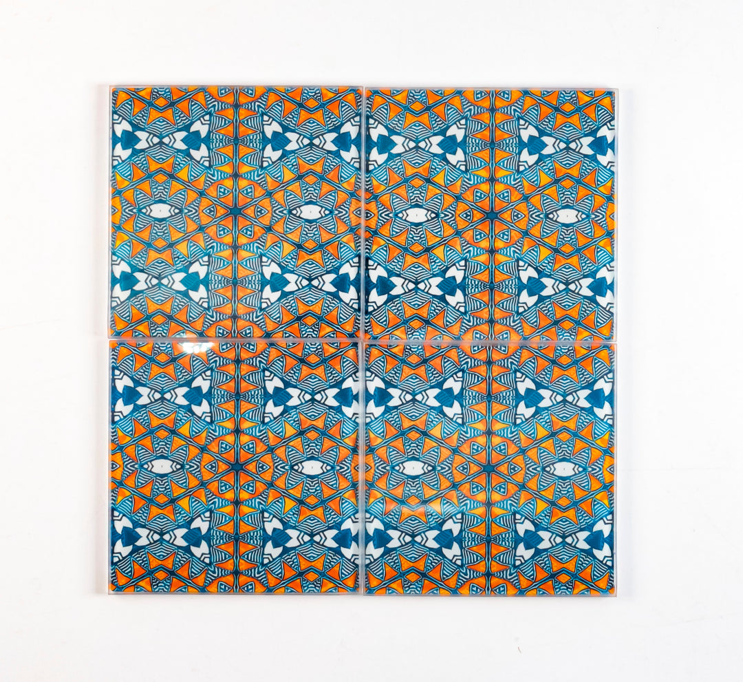 Acoma - Patterned Glass Coaster Set