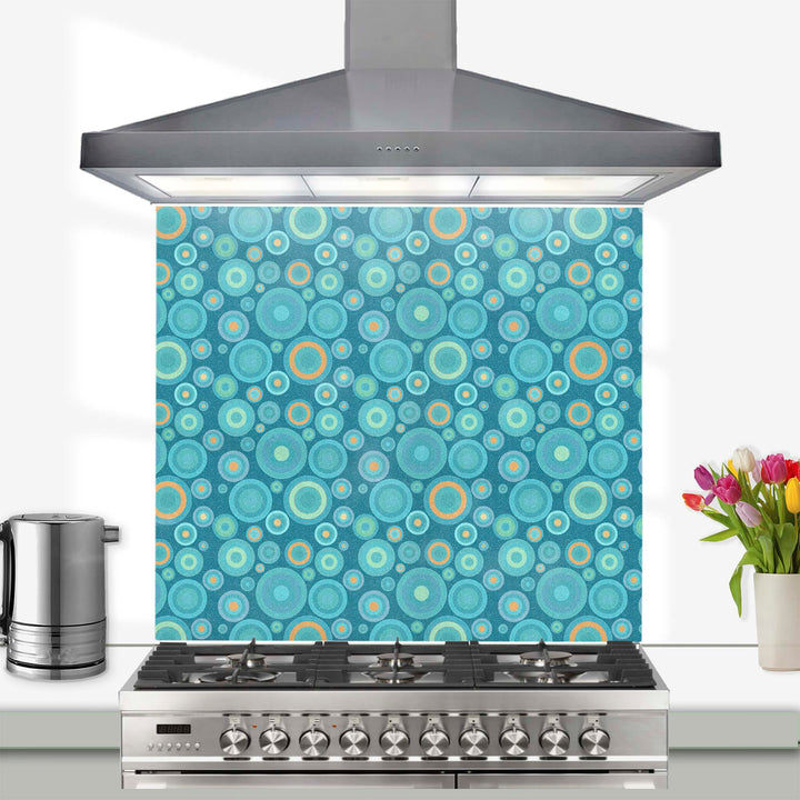 Mixed Circles Splashback - blues and oranges