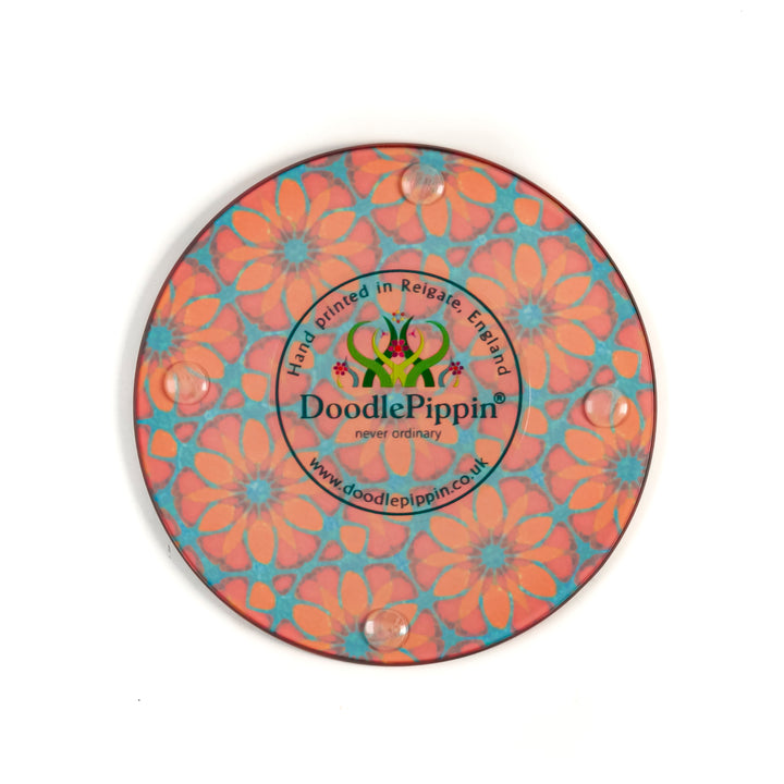 "Red Poppy" - Moroccan Flower - Glass Coaster Set