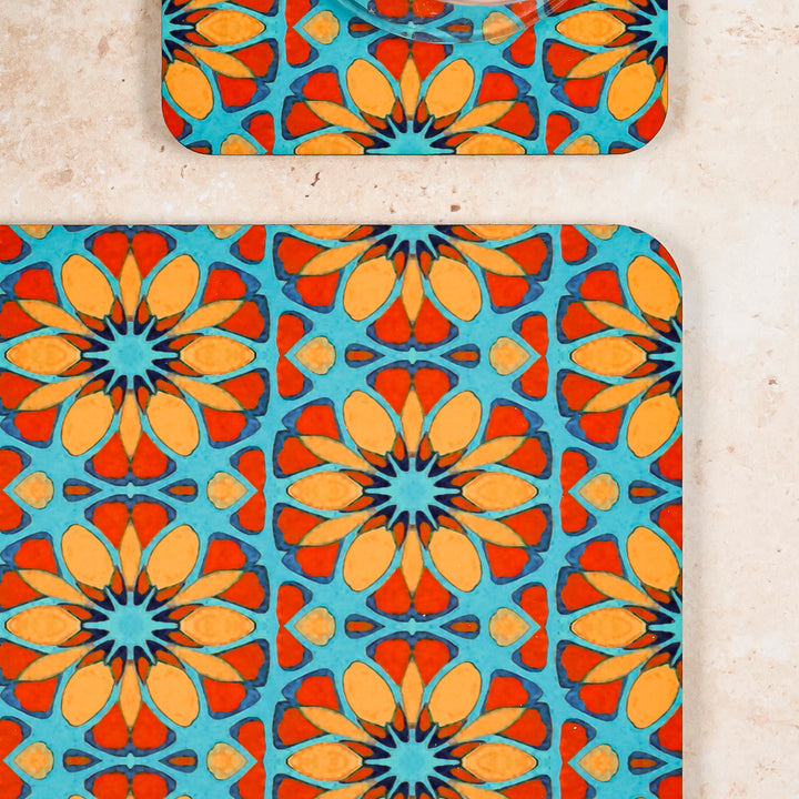 Moroccan Flower Placemat - Orange Teal