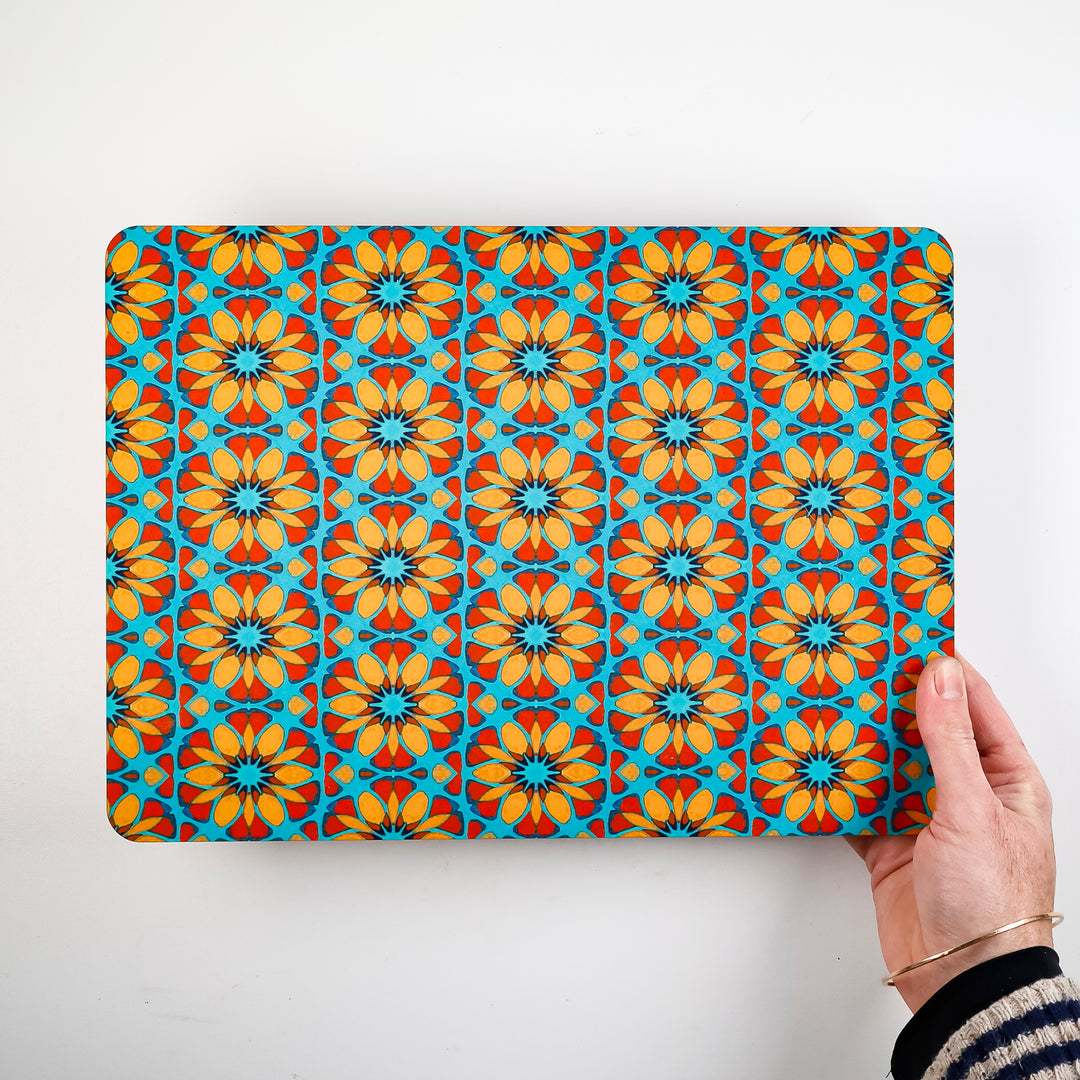 Moroccan Flower Placemat - Orange Teal