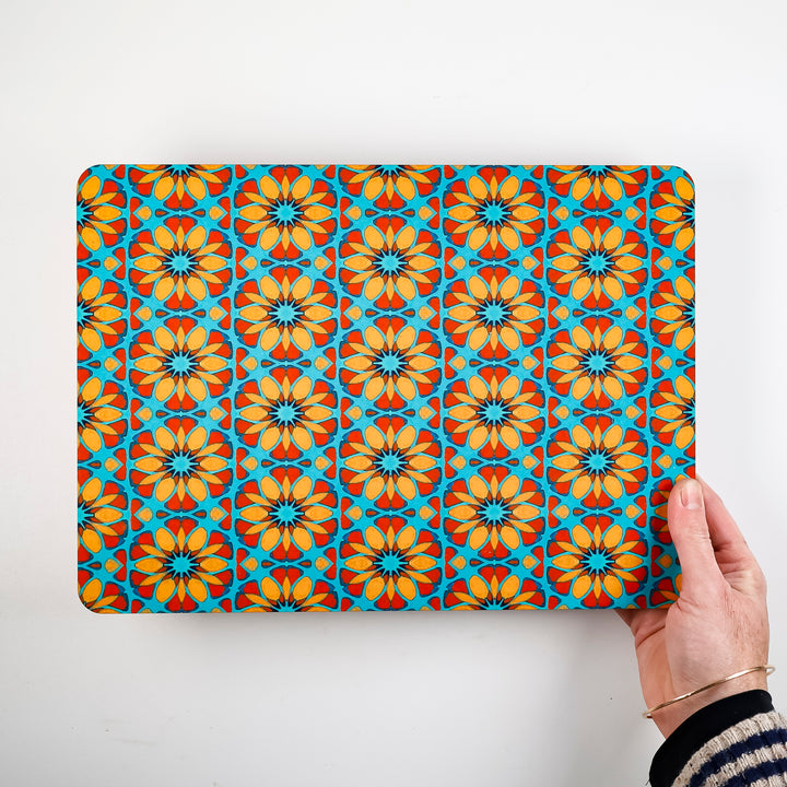 Moroccan Flower Placemat - Orange Teal
