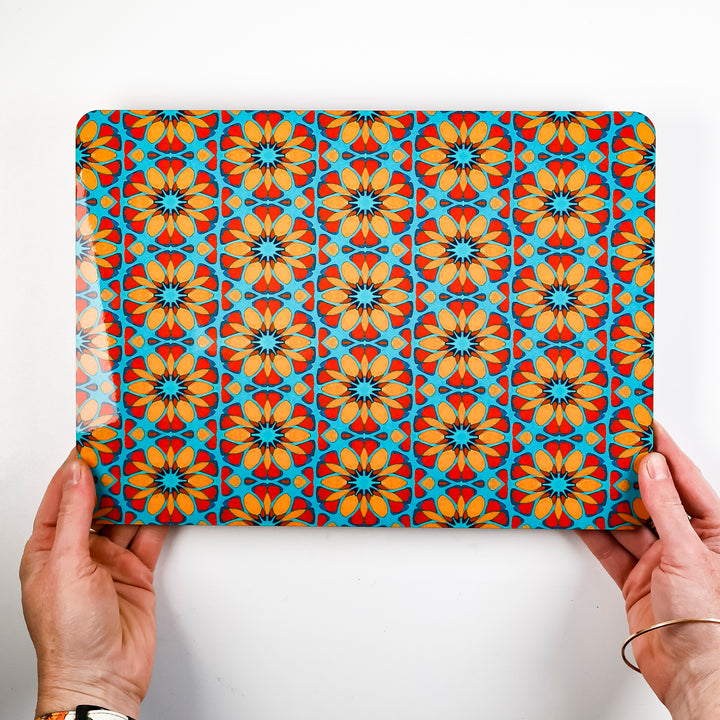 Moroccan Flower Placemat - Orange Teal