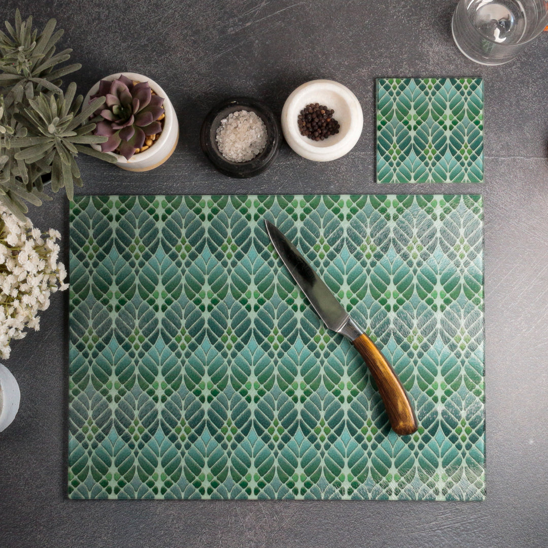 Interwoven Trees Coaster Set - Muted Greens