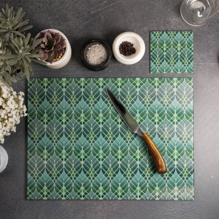 Interwoven Trees Coaster Set - Muted Greens