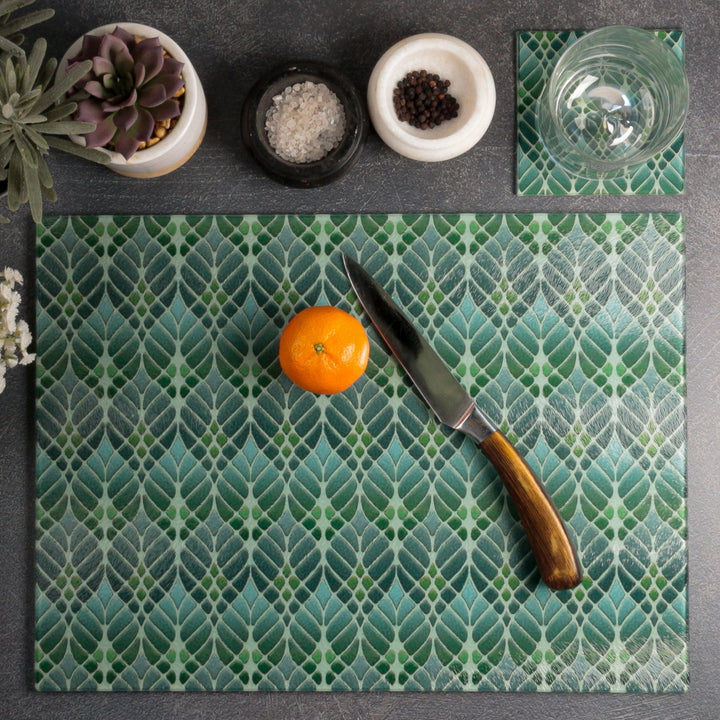 Interwoven Trees Worktop Protector - Muted Greens