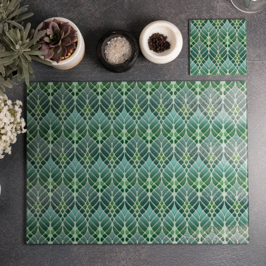 Interwoven Trees Worktop Protector - Muted Greens