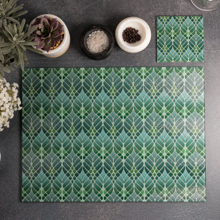 Interwoven Trees Worktop Protector - Muted Greens