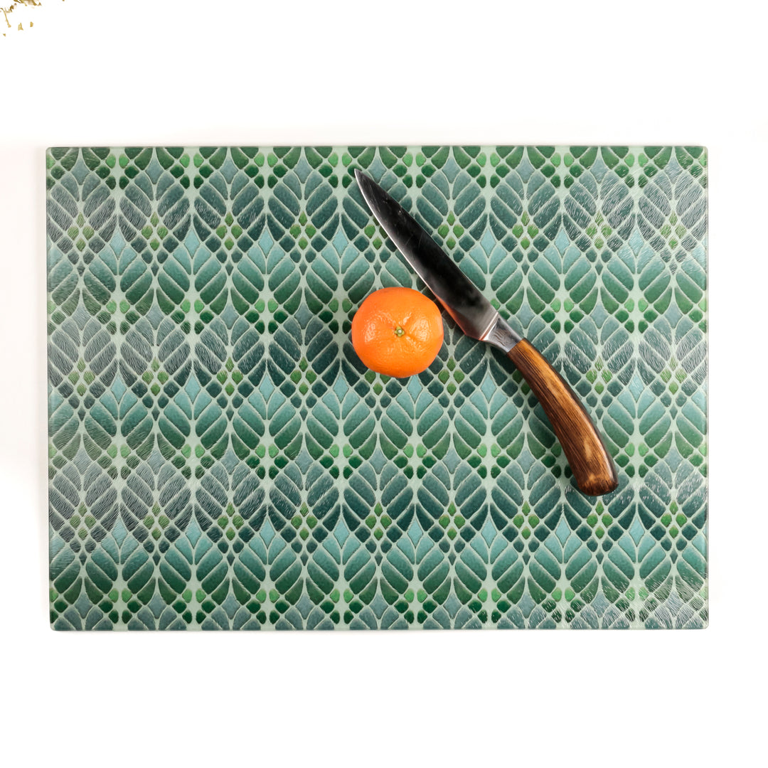 Interwoven Trees Worktop Protector - Muted Greens
