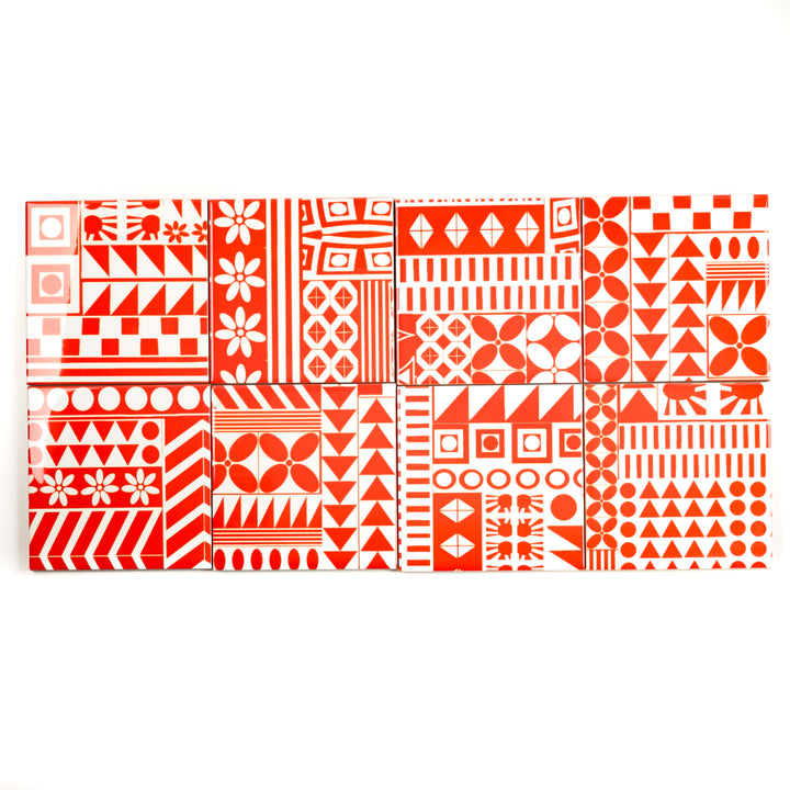 Orange Geometric Retro tiles