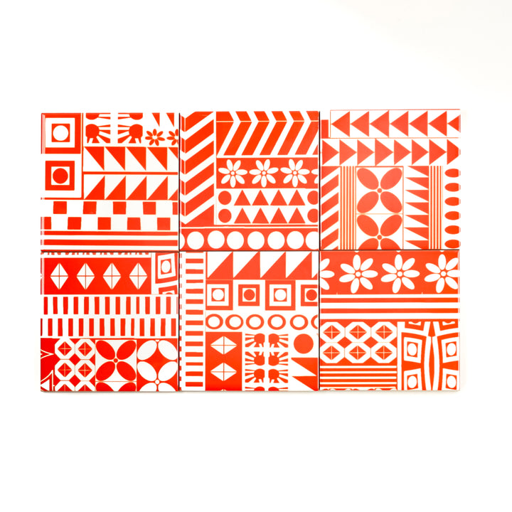Orange Geometric Retro tiles