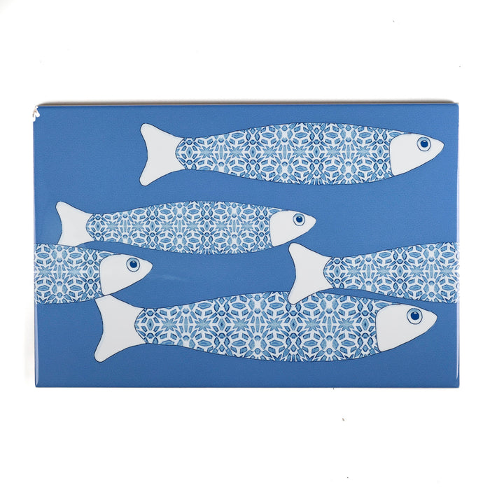 Ocean Shoal Mid Blue Border Tile - Rectangular - 30x20cm (12x8 inches)