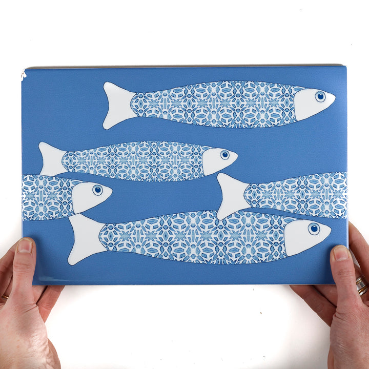 Ocean Shoal Mid Blue Border Tile - Rectangular - 30x20cm (12x8 inches)