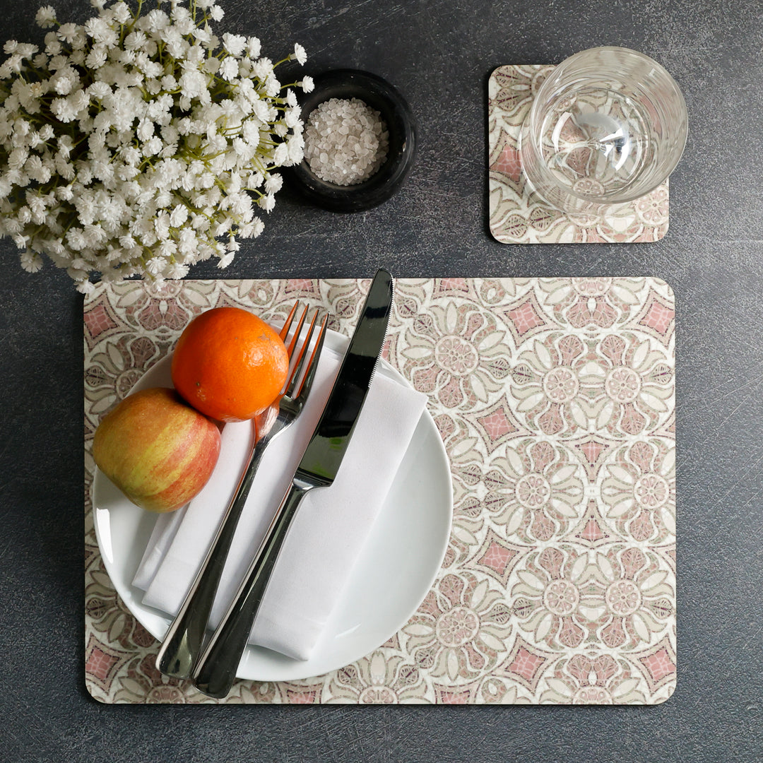 Pomegranate Placemat - Plaster Pink &amp; Cream