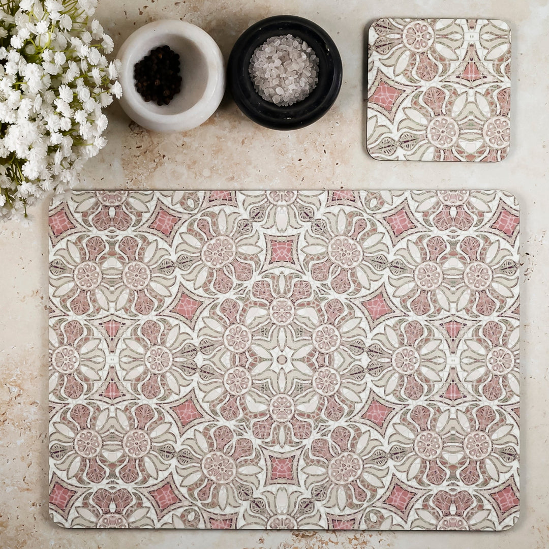Pomegranate Placemat - Plaster Pink &amp; Cream