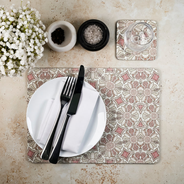 Pomegranate Placemat - Plaster Pink &amp; Cream