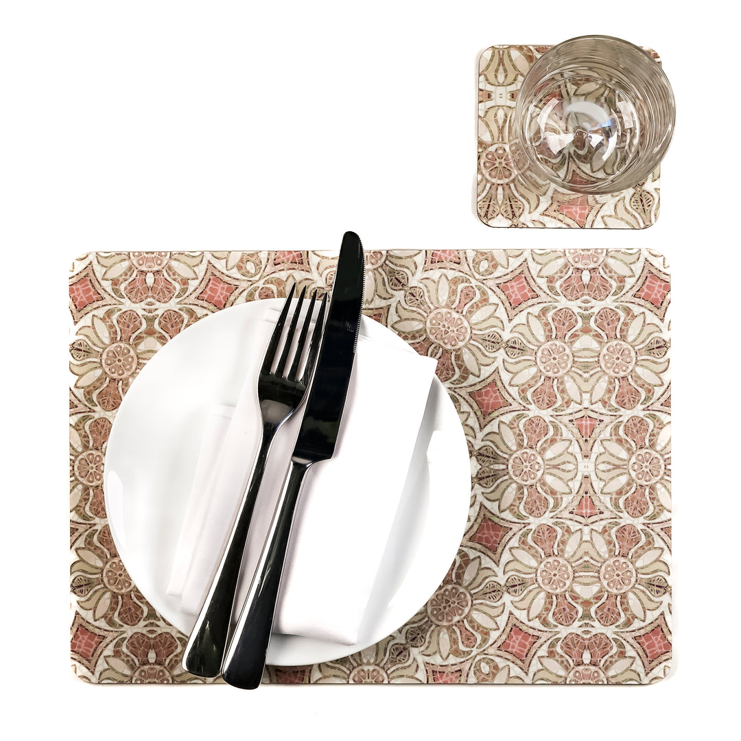 Pomegranate Placemat - Plaster Pink &amp; Cream