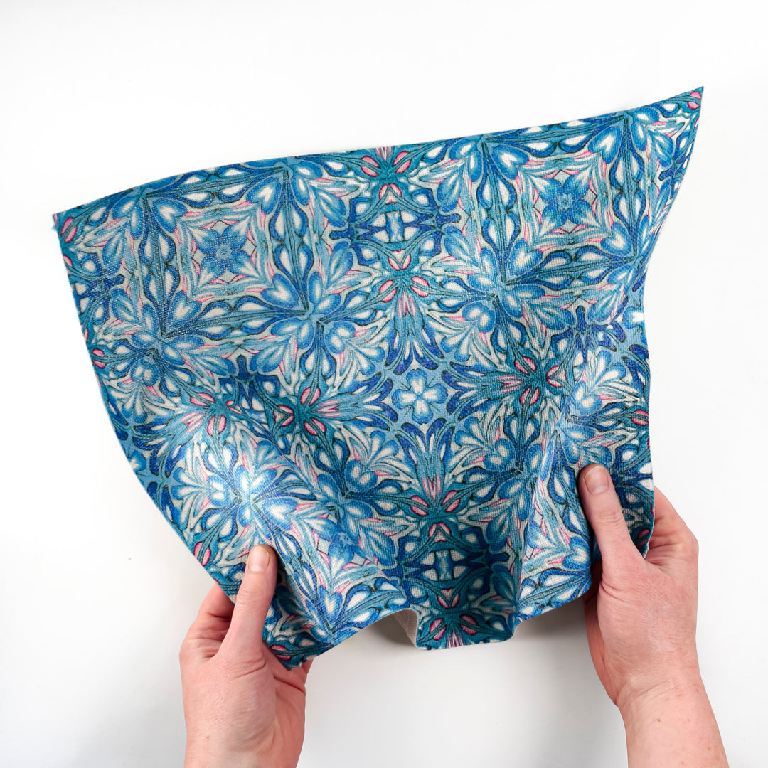 Flourishing Garden Fabric Placemat - Blue Pink colourway