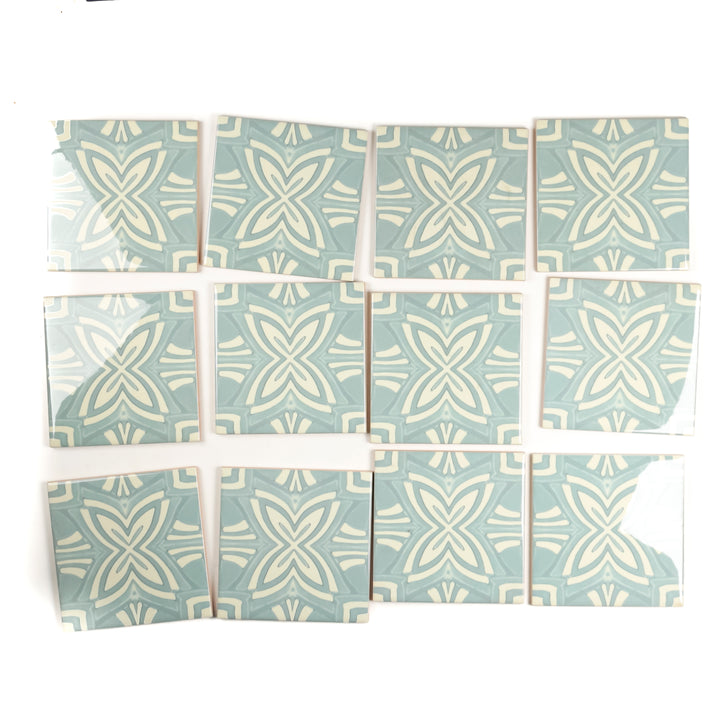 SALE : Turquoise Aqua Star Tiles- Set of 12x 10.8cm