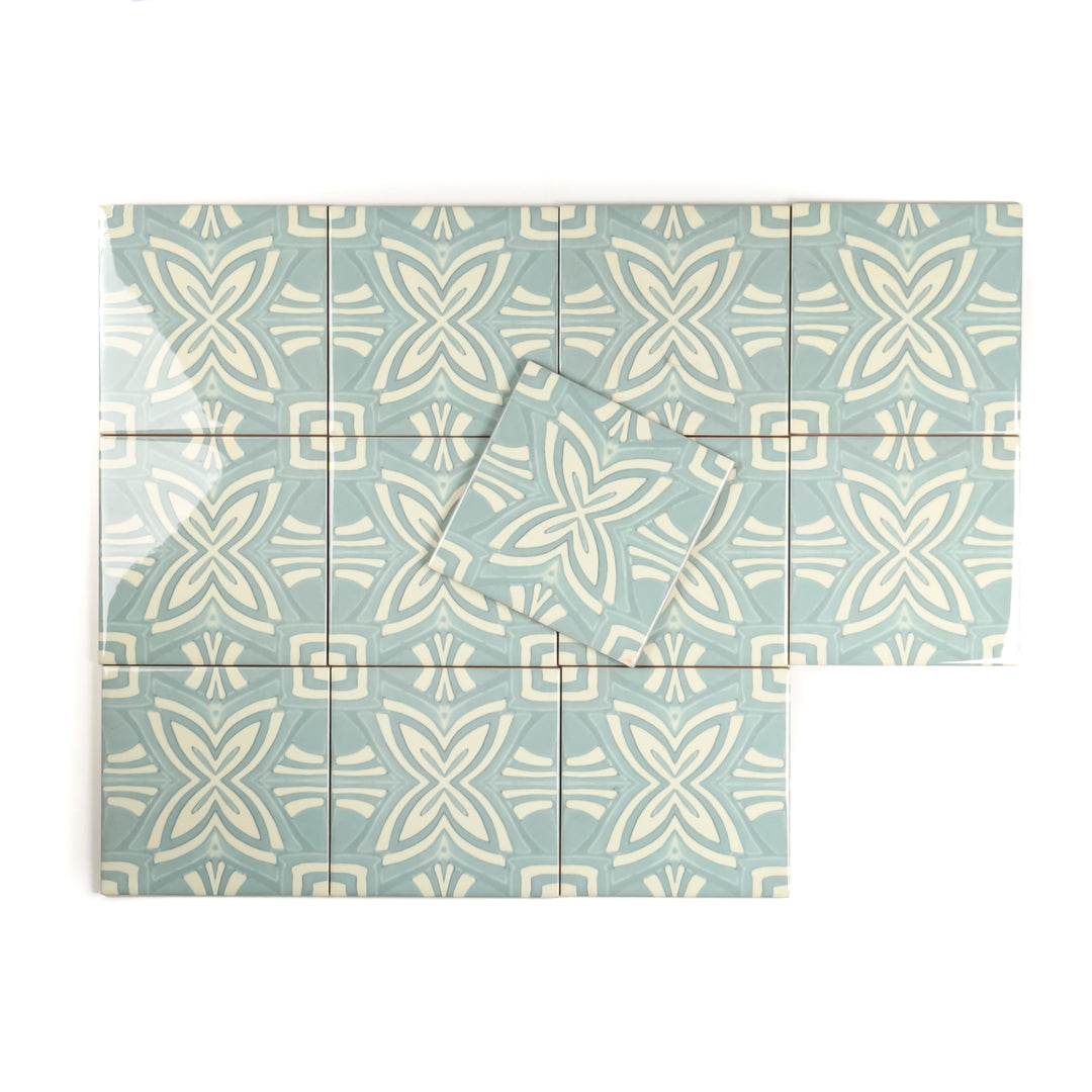 SALE : Turquoise Aqua Star Tiles- Set of 12x 10.8cm