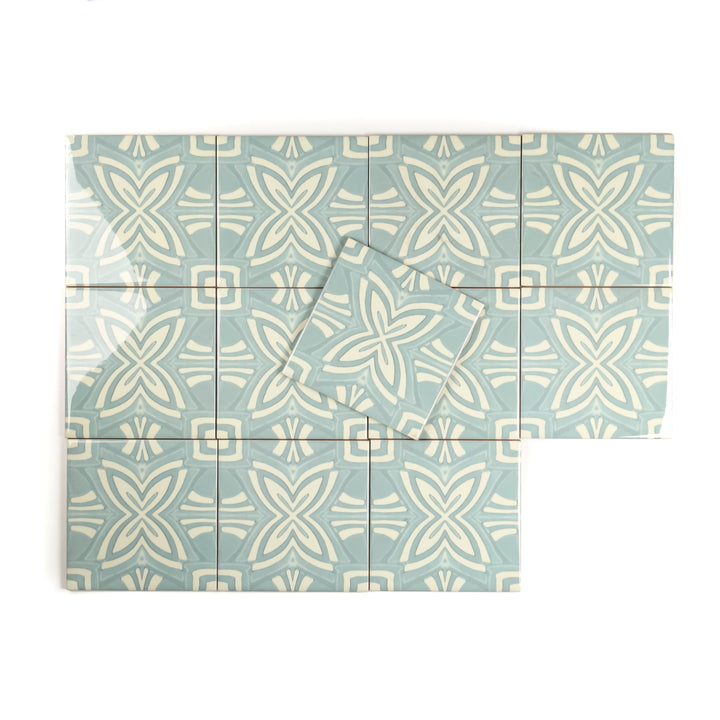 SALE : Turquoise Aqua Star Tiles- Set of 12x 10.8cm