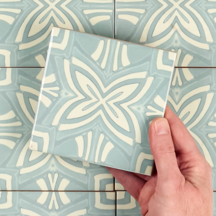 SALE : Turquoise Aqua Star Tiles- Set of 12x 10.8cm