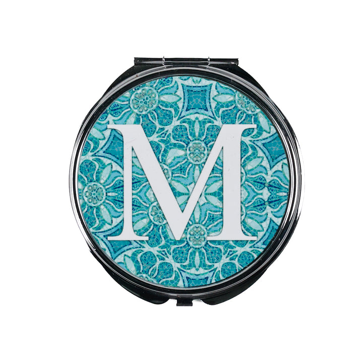 SALE - M letter compact - Aqua Pomegranate Design