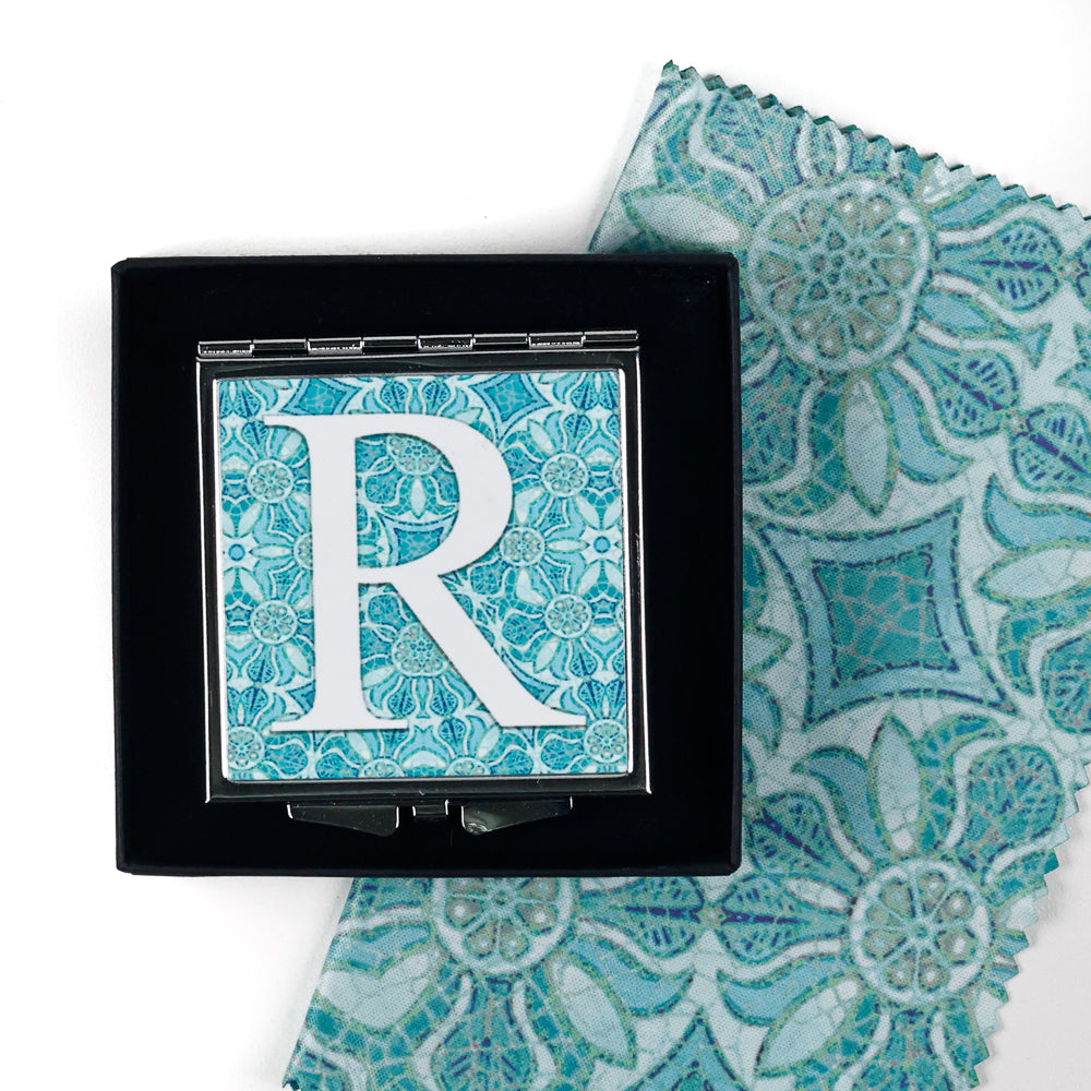 SALE - R letter compact - Aqua Pomegranate Design