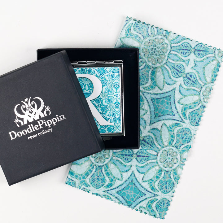 SALE - R letter compact - Aqua Pomegranate Design