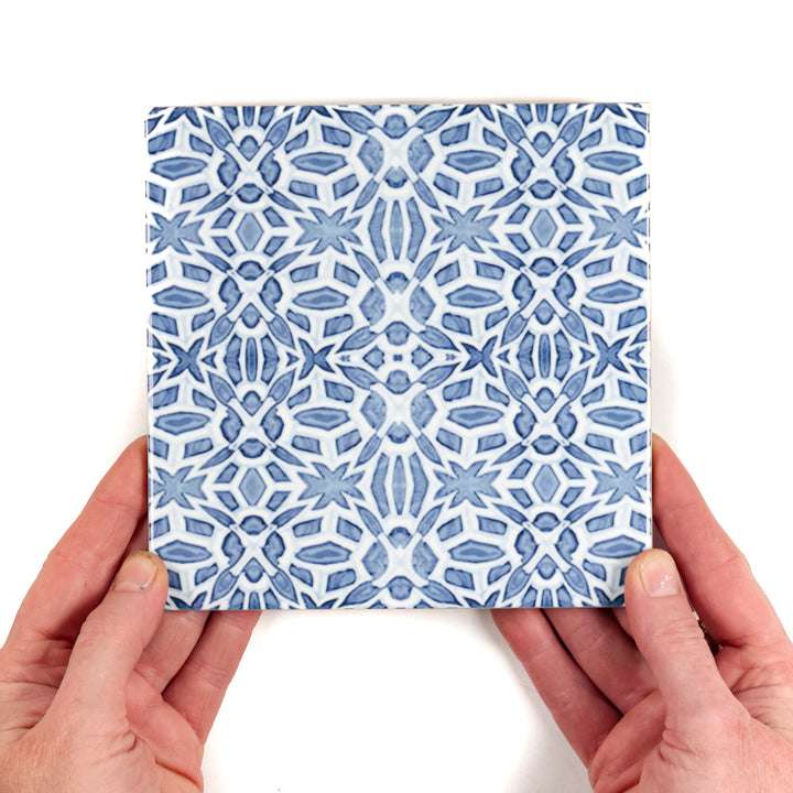 Moroccan Fountain tile - blue white Iznik tile