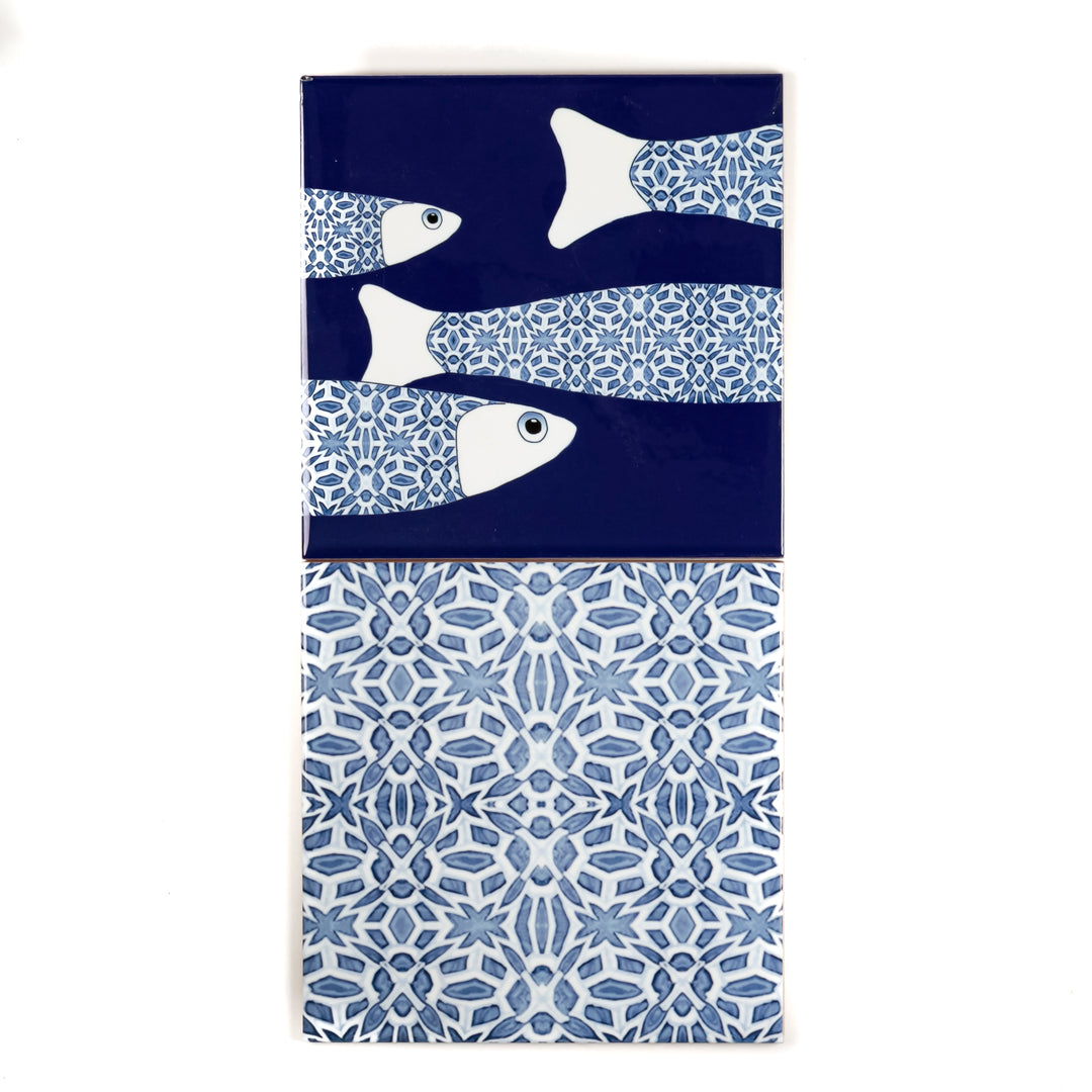 Moroccan Fountain tile - blue white Iznik tile