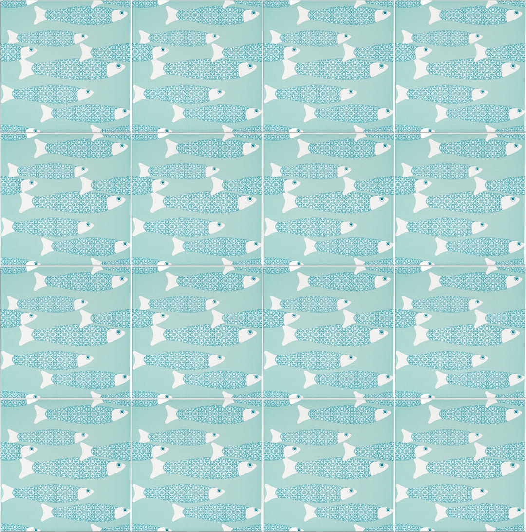 SALE SECOND - 3x 20cm Ocean Shoal tiles - Aqua (mixed designs)