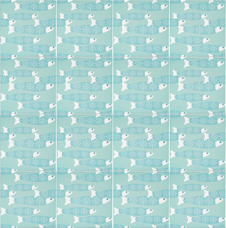 SALE SECOND - 3x 20cm Ocean Shoal tiles - Aqua (mixed designs)