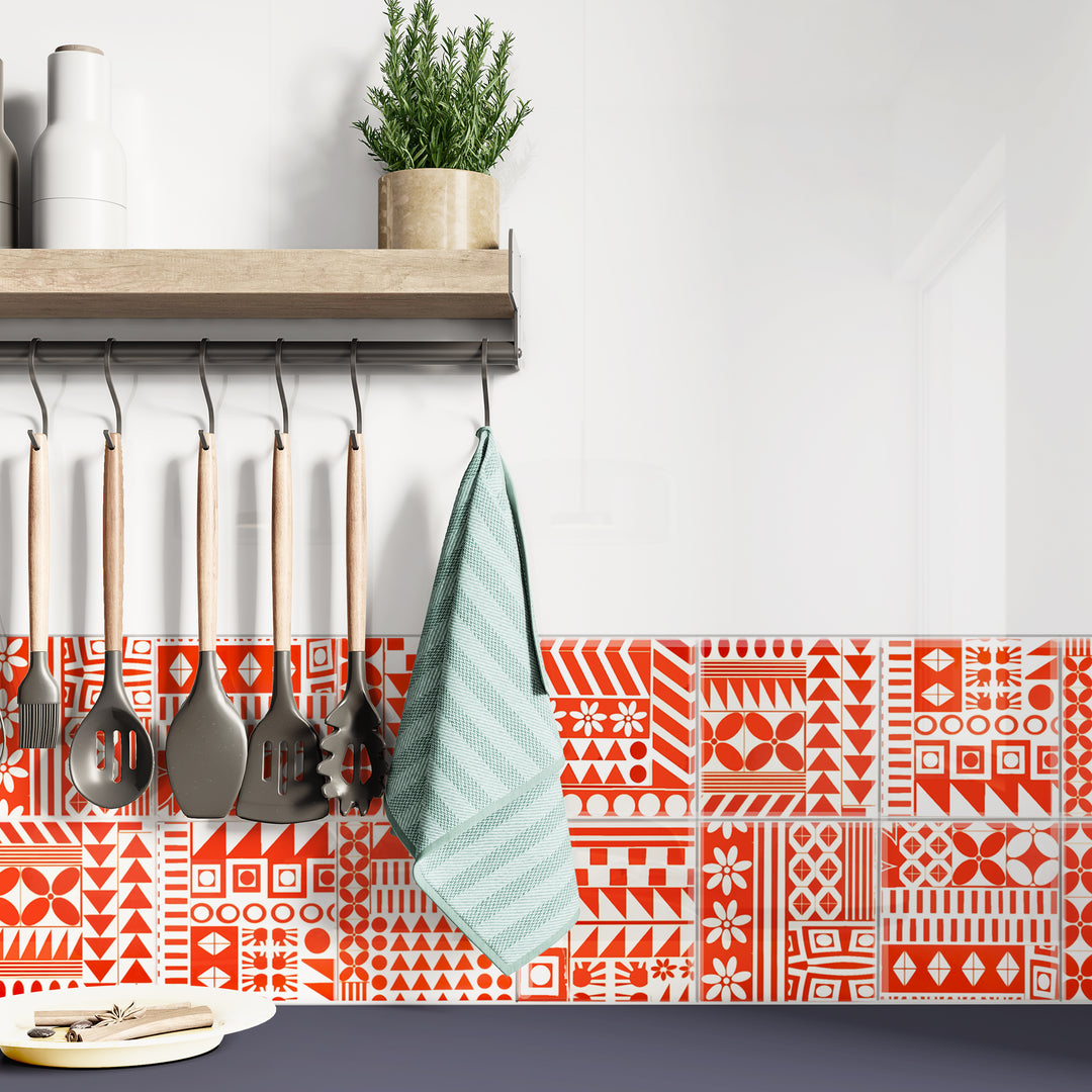 Orange Geometric Retro tiles