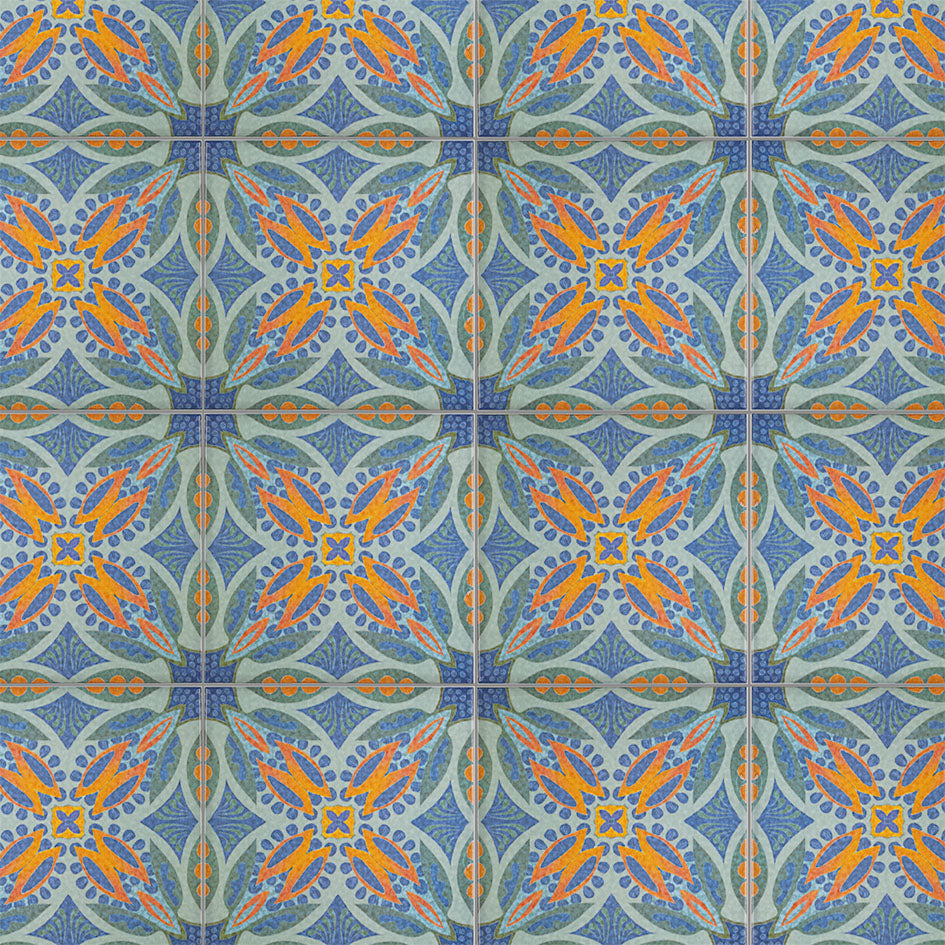 Thistle Tiles - Green Orange -  FIRED INK Version