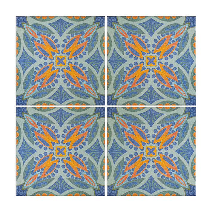 Thistle Tiles - Green Orange -  FIRED INK Version