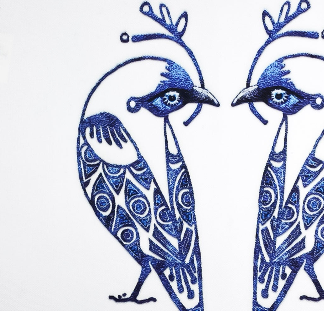 Lovebirds Bag - Blue &amp; White