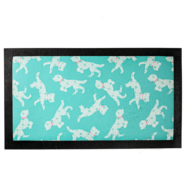 Cockapoo Pet Food Mat - Blue Pink White