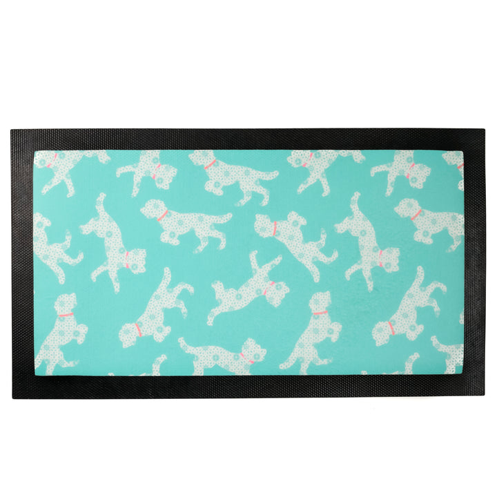 Cockapoo Pet Food Mat - Blue Pink White