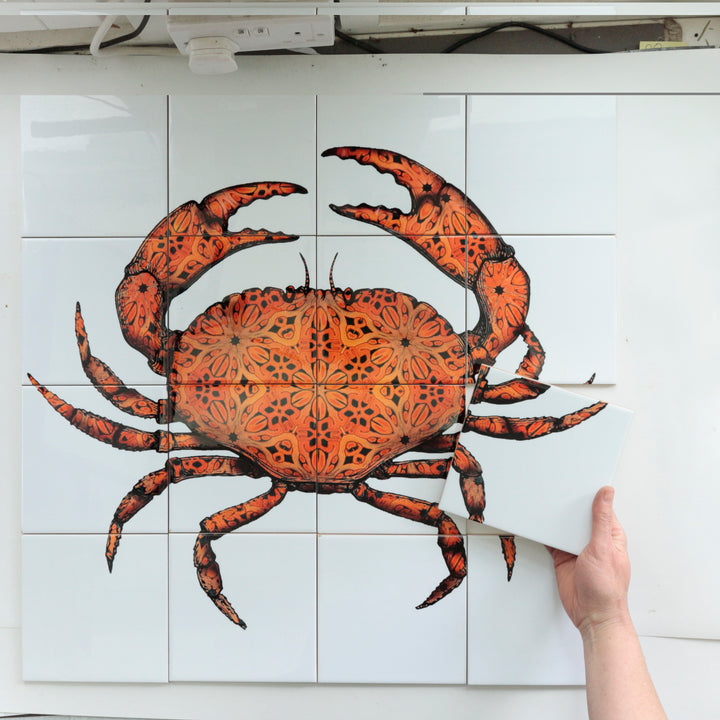Crab Tile Mural - White Background
